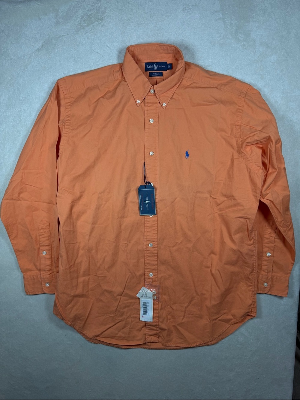 NWT Polo Ralph Lauren Blake Orange Men’s Button-Down Shirt Front Logo Cotton